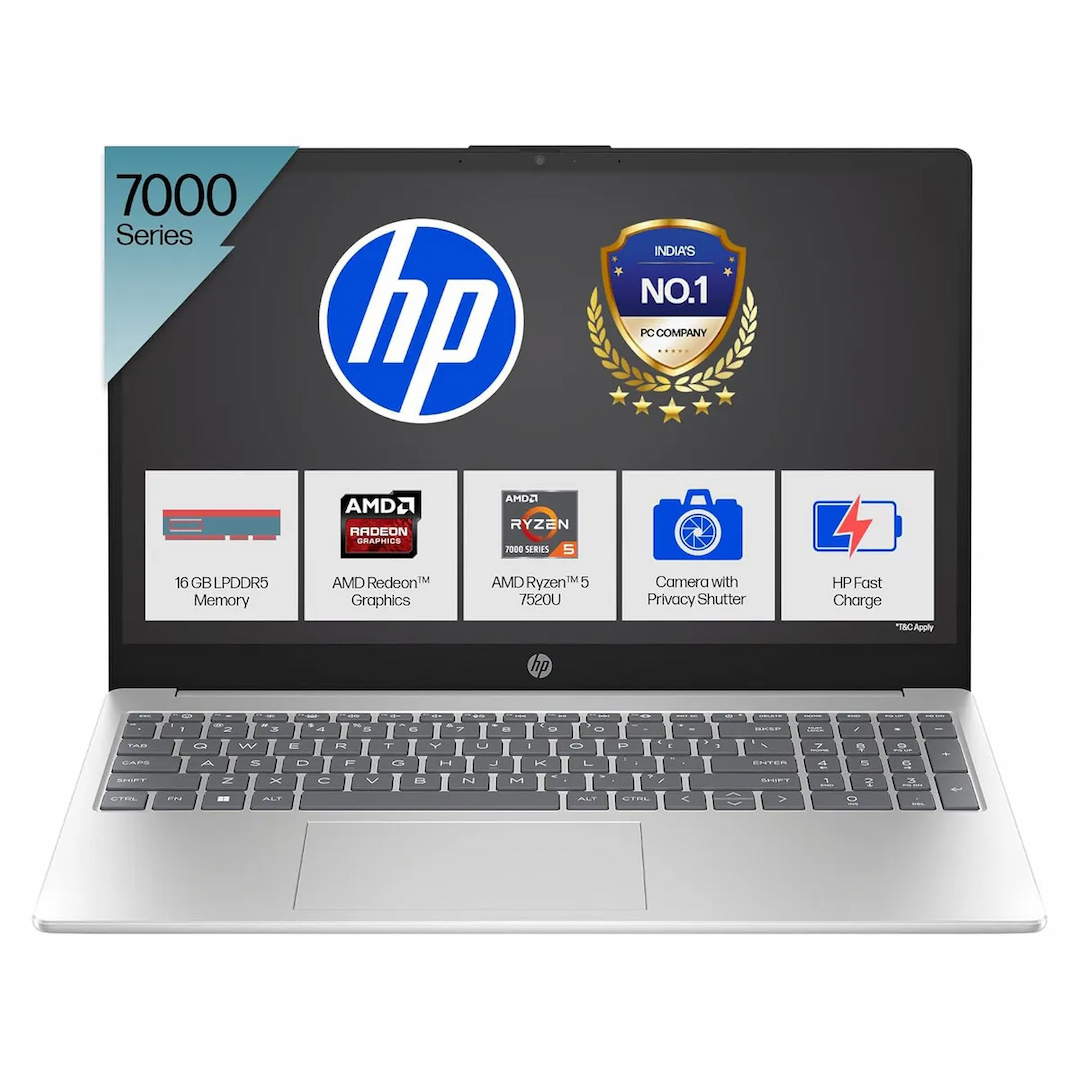 HP 15 AMD Ryzen 5 7520U (16GB RAM, 512 GB SSD, Silver) FC0156AU Laptop