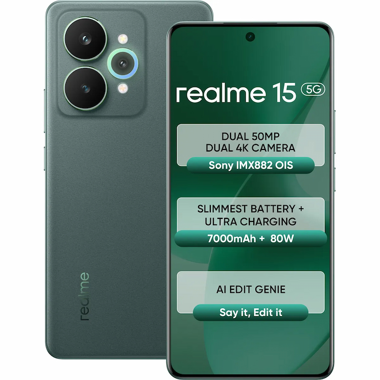 Realme 15 5G (Velvet Green, 8GB + 128GB)