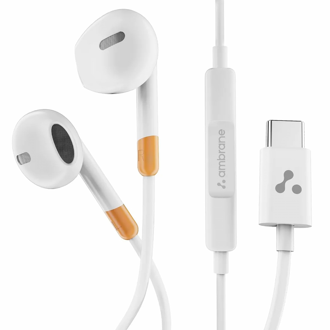 Ambrane Beatz T02 Type-C Wired Earphone White