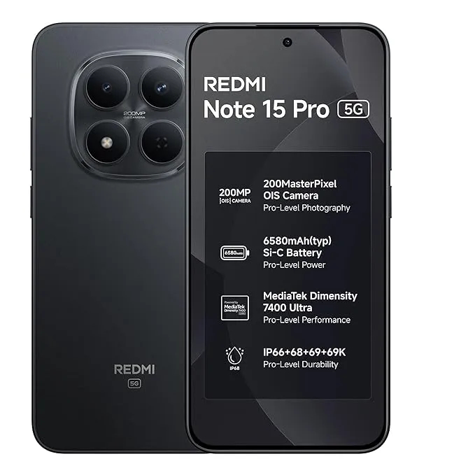 REDMI Note 15 Pro 5G (Carbon Black, 8GB RAM, 128GB Storage)