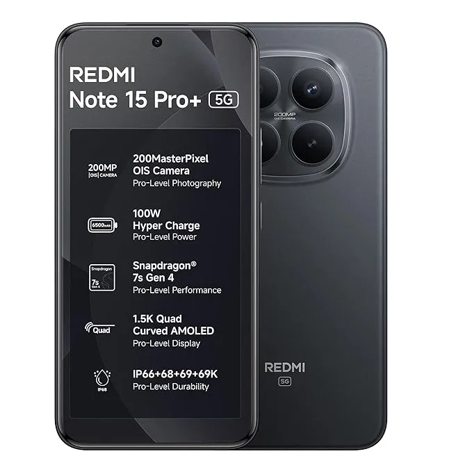REDMI Note 15 Pro+ 5G (Carbon Black, 12GB RAM, 256GB Storage)