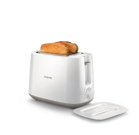 PHILIPS 830 W 2Slot Sandwich Toaster Pop Up Toaster With Dust Cover Black Color (HD2582/00)