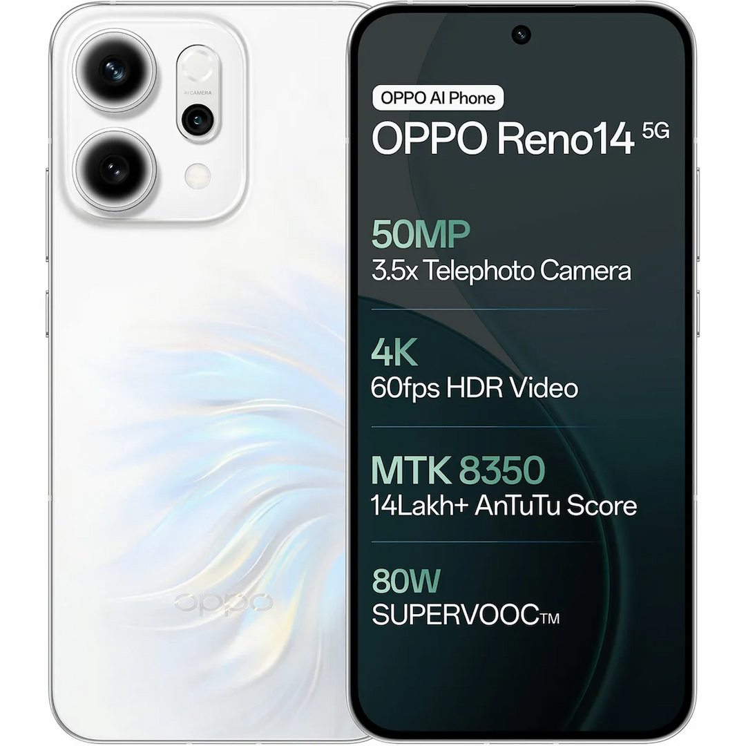 Oppo Reno 14 5G (Pearl White, 12GB + 256GB)