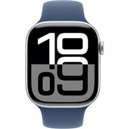 Apple Watch Series 10 GPS 46MM (Silver Aluminium Case, Denim Sport Band-M/L)