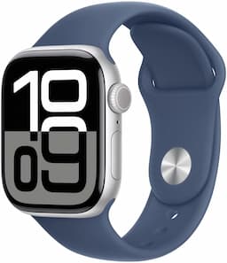 Apple Watch Series 10 GPS + CELLULAR 46MM ( Silver Aluminium Case, Denim Sport Band-M/L)