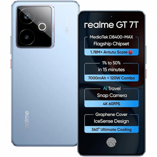 Realme GT 7T 5G (Icesense Blue, 12 GB + 512 GB)  