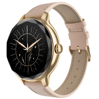 Noise Noisefit Diva 1.01 Amoled Round BT Calling Leather Strap Rose Pink Watch