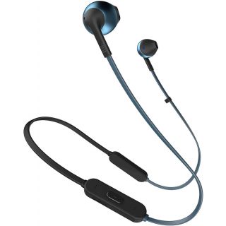 JBL T205BT Pure Bass Wireless Metal Earbud Headphones with Mic (Blue)
